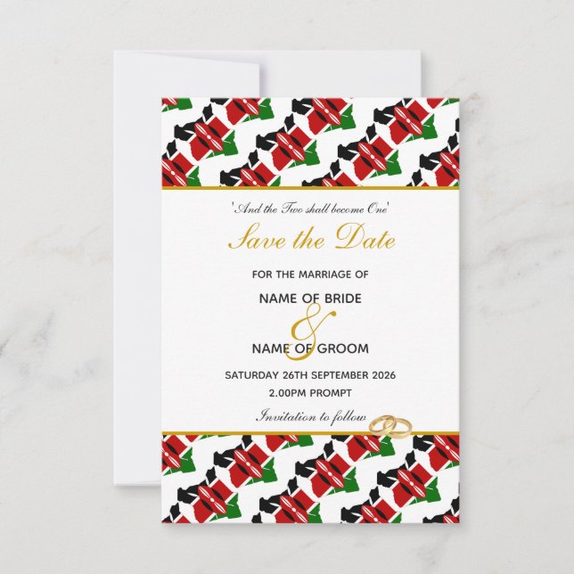 KENYA Christian Wedding Invitation Save Date (Front)