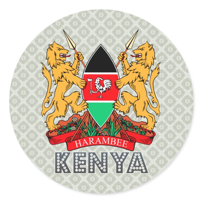 Kenya Coat of Arms Round Sticker