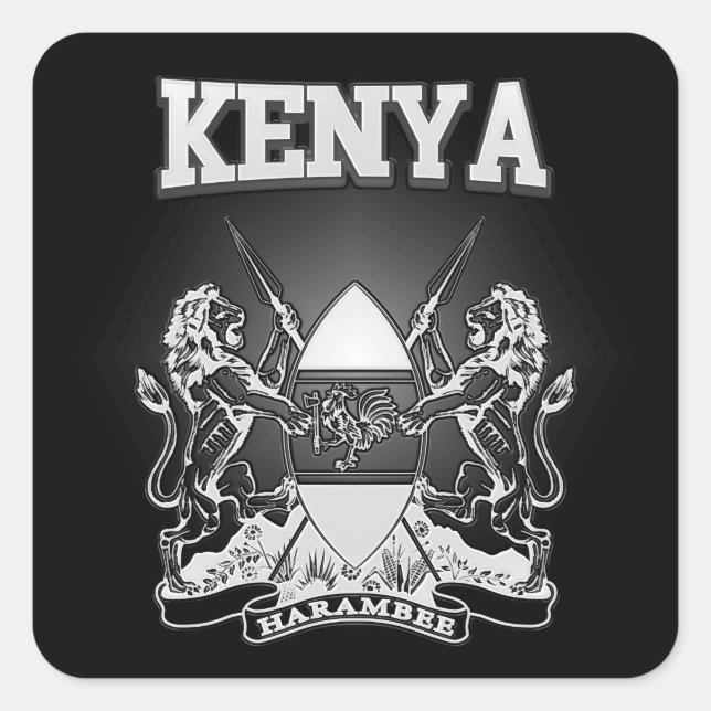 Kenya Coat of Arms Square Sticker (Front)