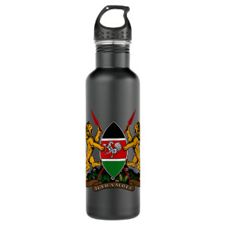 Kenya Coat of arms Tee Flag souvenir Nairobi Stainless Steel Water Bottle
