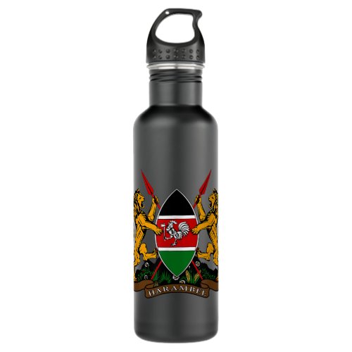 Kenya  Coat of arms Tee Flag souvenir Nairobi  Stainless Steel Water Bottle