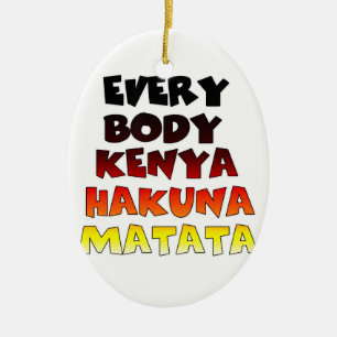 Kenya Colorful Gradient: Hakuna Matata Swahili Ceramic Ornament