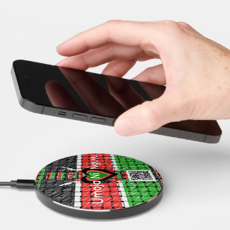 Kenya Flag Abstract Woven Heart |  "Harambee" Tech Wireless Charger
