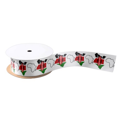 KENYA FLAG  Africa Map Outline Satin Ribbon