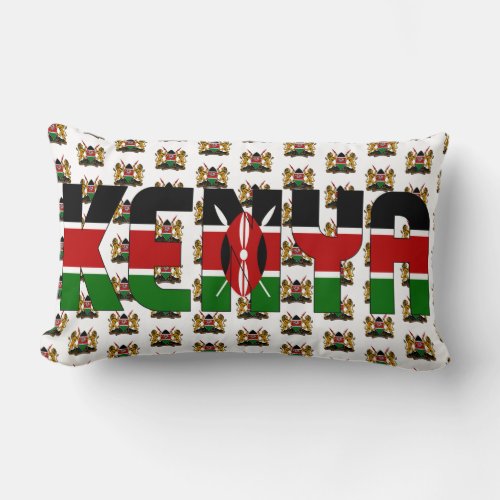 Kenya Flag and Coat of Arms Patriotic Lumbar Pillow