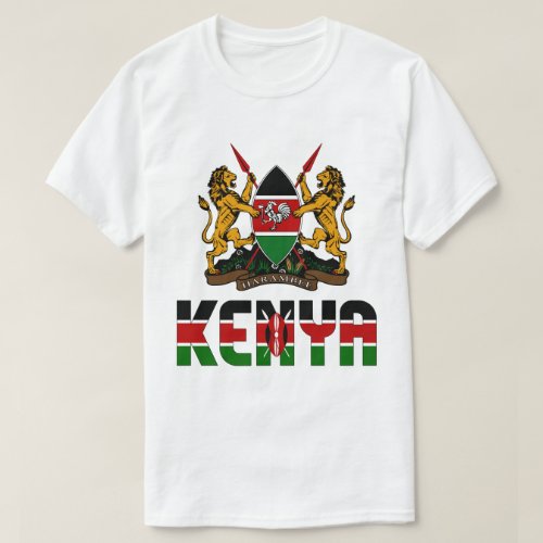 Kenya Flag and Coat Of Arms Patriotic T_Shirt
