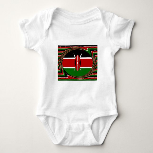 Kenya Flag Art – Patriotic & Modern Design Baby Bodysuit (Front)
