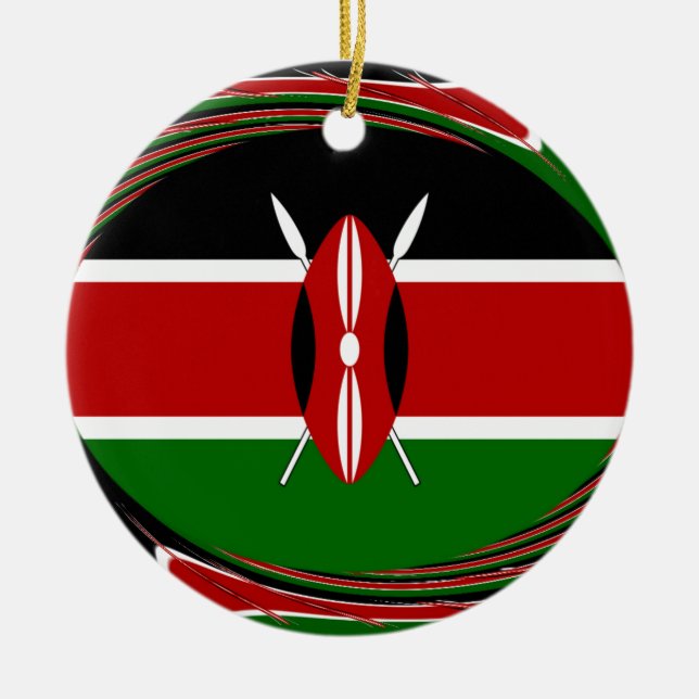 Kenya Flag Art – Patriotic & Modern Design Ceramic Ornament (Front)