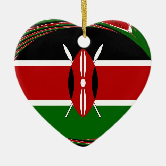 Kenya Flag Art – Patriotic & Modern Design Ceramic Ornament (Front)