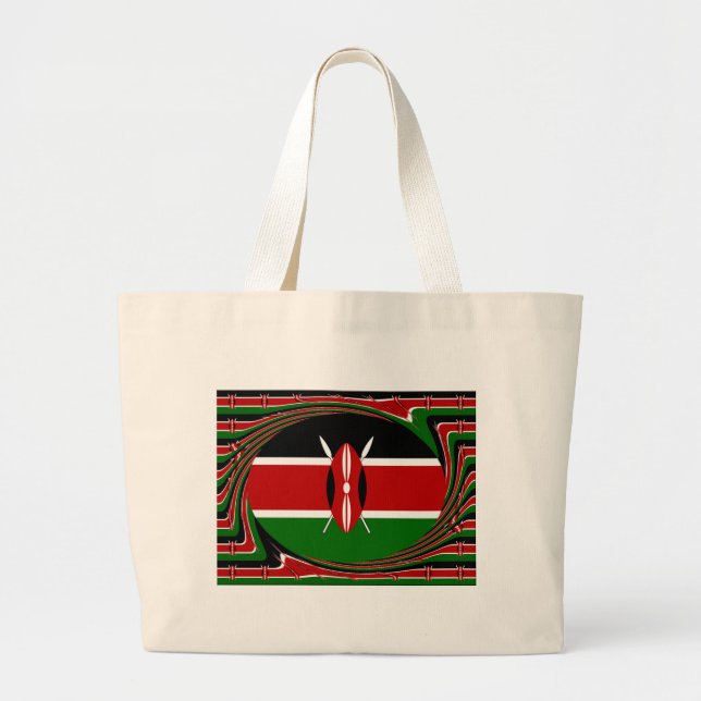 Kenya Flag Art – Patriotic & Modern Design Large Tote Bag (Front)