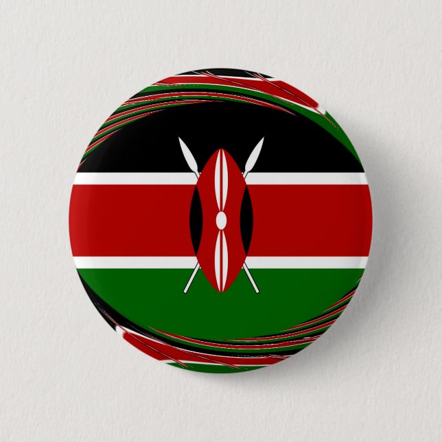 Kenya Flag Art – Patriotic & Modern Design Pinback Button (Front)