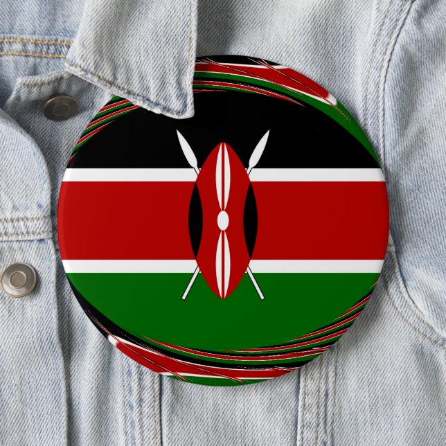 Kenya Flag Art – Patriotic & Modern Design Pinback Button (In Situ)