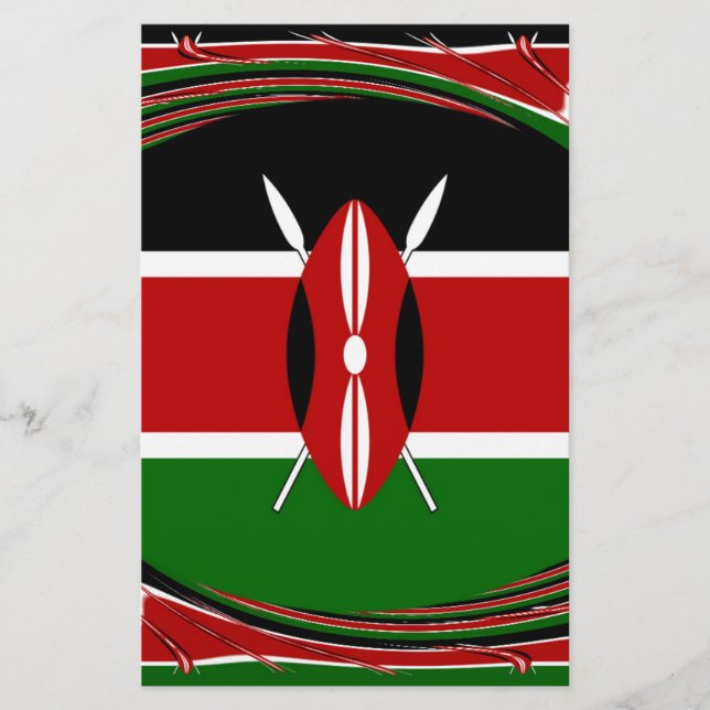 Kenya Flag Art – Patriotic & Modern Design Stationery (Front)