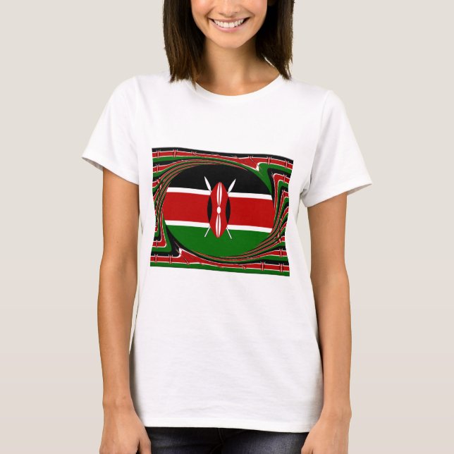 Kenya Flag Art – Patriotic & Modern Design T-Shirt (Front)
