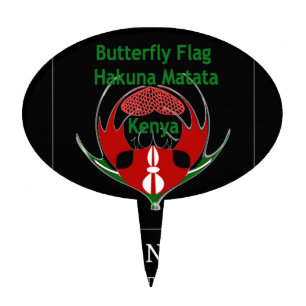 Kenya Flag Butterfly Art: Have a Nice Day Abstra Cake Topper