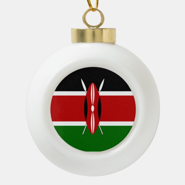 Kenya Flag Ceramic Ball Christmas Ornament (Front)