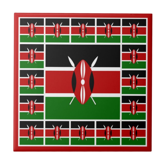 Kenya Flag Ceramic Tile / Home Patriots Decor (Front)