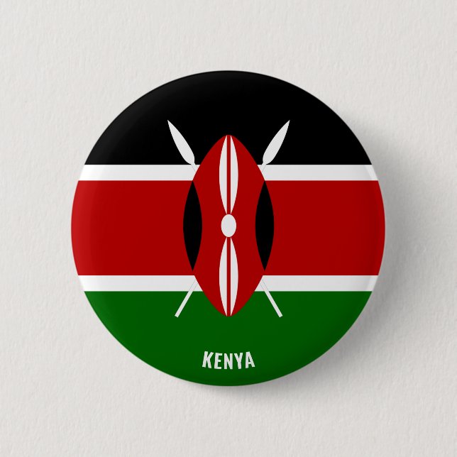 Kenya Flag Charming Patriotic Button (Front)
