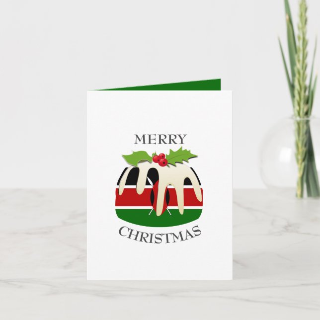 KENYA FLAG | Christmas Pudding | Festive Holiday Card (Front)