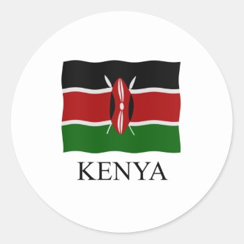 Kenya Flag Classic Round Sticker by Funkyworm at Zazzle