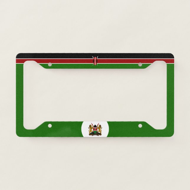 Kenya flag-coat of arms license plate frame (Front)