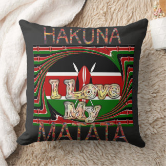 Kenya Flag Colors Throw Pillow
