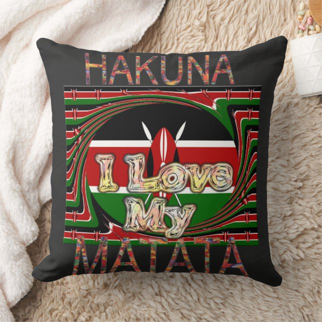 Kenya Flag Colors Throw Pillow (Blanket)