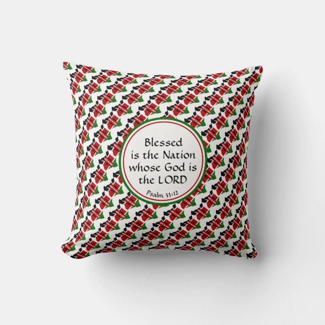 KENYA FLAG Custom Kenyan Scripture BLESSED NATION Throw Pillow (Front)
