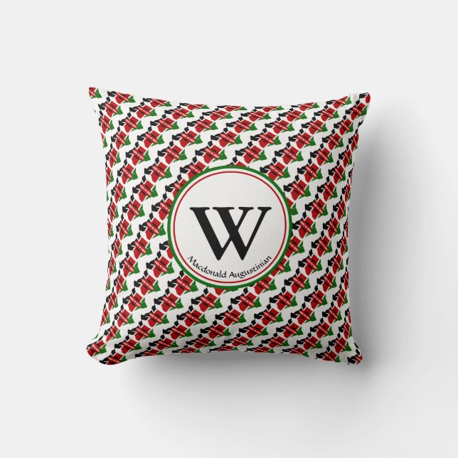 KENYA FLAG Custom Monogram Add Your Name Kenyan Throw Pillow (Front)