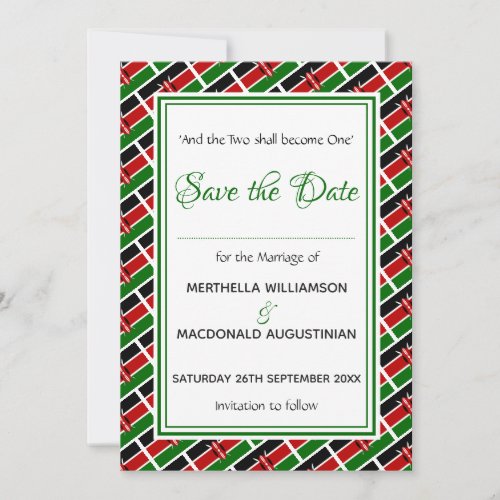 KENYA FLAG Customized Scripture Stylish Kenyan Save The Date