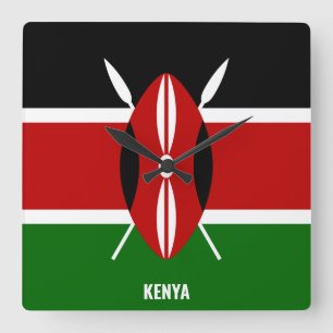 Kenya Flag Dazzling Patriotic Square Wall Clock
