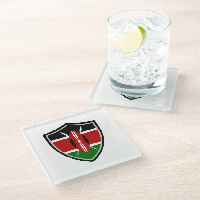 Kenya flag glass coaster (Angled)