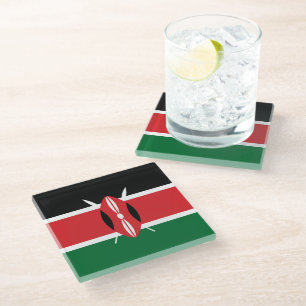 Kenya flag glass coaster