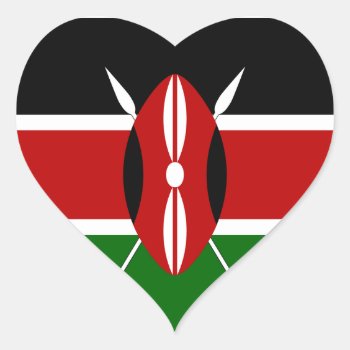 Kenya Flag Heart Sticker by the_little_gift_shop at Zazzle