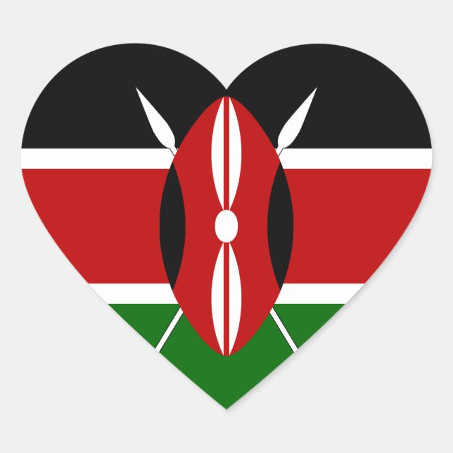 Kenya Flag Heart Sticker (Front)