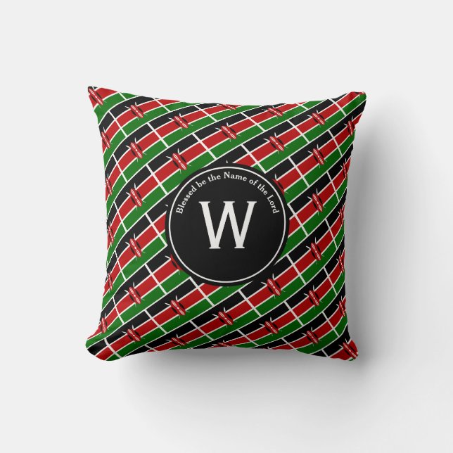 KENYA FLAG Kenyan  Customized Monogram Scripture Throw Pillow (Front)