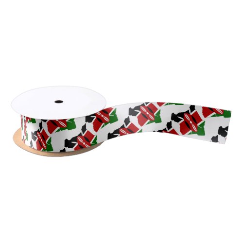 KENYA FLAG  Kenyan Map Outline Satin Ribbon