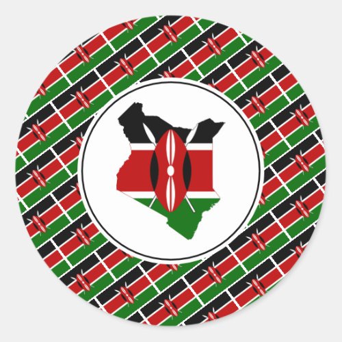 KENYA FLAG Kenyan Map Stylish Patriotic Classic Round Sticker