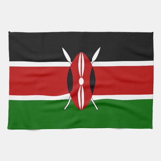 Kenya Flag Kitchen Towel (Horizontal)