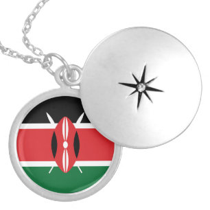 Kenya flag locket necklace