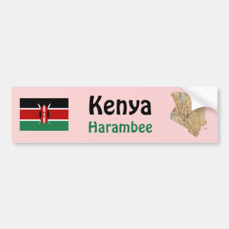 Kenya Flag + Map Bumper Sticker