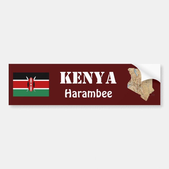 Kenya Flag + Map Bumper Sticker (Front)