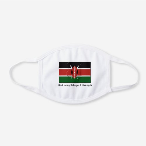 KENYA FLAG MAP Customizable GOD IS MY REFUGE White Cotton Face Mask