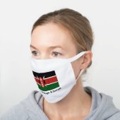 KENYA FLAG MAP Customizable GOD IS MY REFUGE White Cotton Face Mask (Angled)