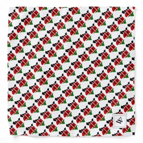 KENYA Flag  Map Outline  MONOGRAM Bandana