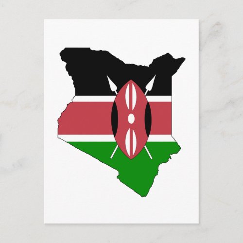 Kenya flag map postcard