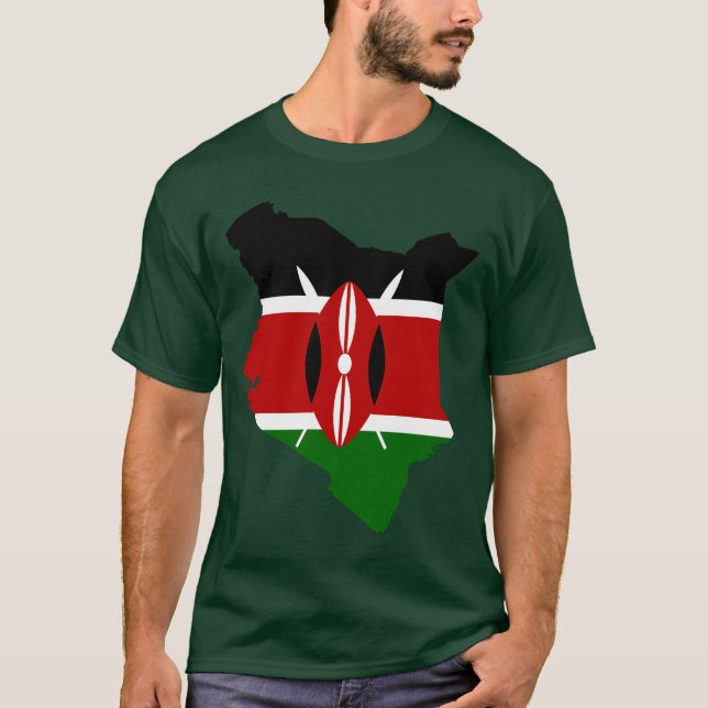 Kenya Flag Map T-Shirt (Front)