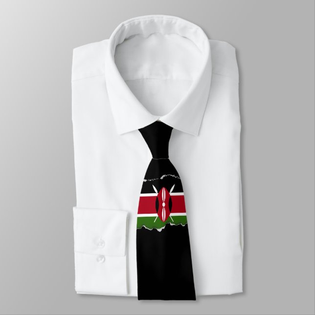 Kenya Flag Neck Tie (Tied)