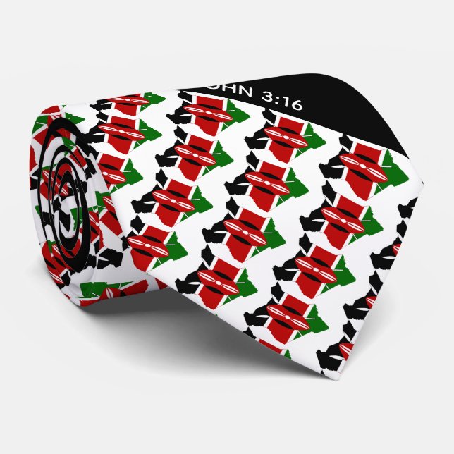 KENYA FLAG Personalized Christian John 3:16 Neck Tie (Rolled)
