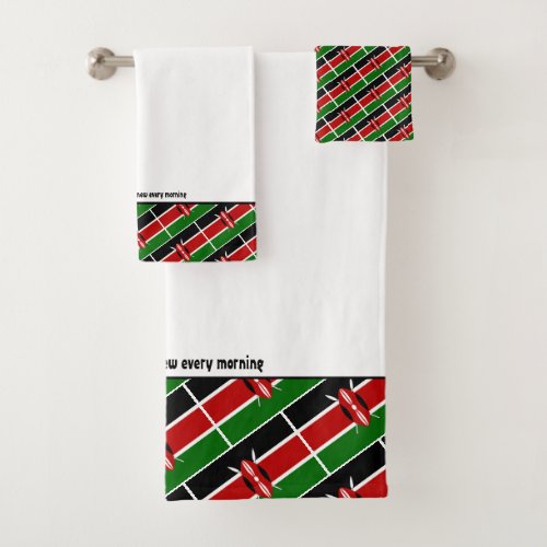 KENYA FLAG Personalized Scripture WHITE Bath Towel Set